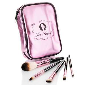 Too Faced Teddy Bear Hair Set of 5 Makeup Brushes with Pouch  