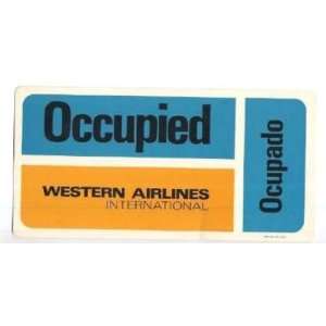    Western Airlines International Seat Occupied Card 