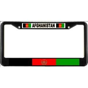  Afghanistan Afghani Flag Black License Plate Frame Metal 