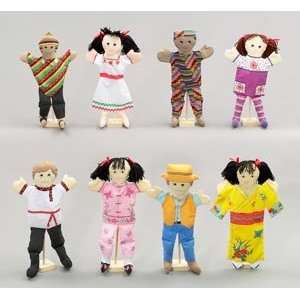  ETHNIC PUPPETS   SET OF 8 Toys & Games