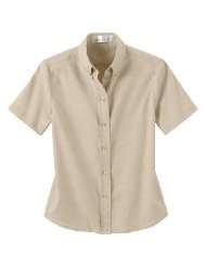 Ladies Short Sleeve Button Down Oxford Shirt