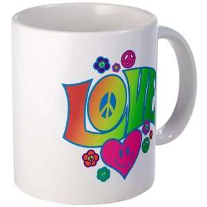  Mug (Coffee Drink Cup) Love Peace Symbols Hearts and 