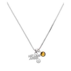 Silver Hit Like a Girl with Enamel Volleyball Charm Necklace with 