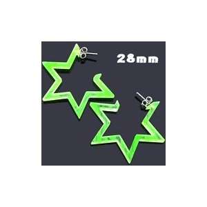  28mm UV React 6 Star Ear Hoop Piercing Jewelry Jewelry