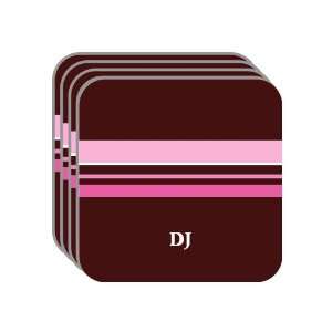 Personal Name Gift   DJ Set of 4 Mini Mousepad Coasters (pink design 