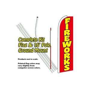  Fireworks Feather Banner Flag Kit (Flag, Pole, & Ground Mt 