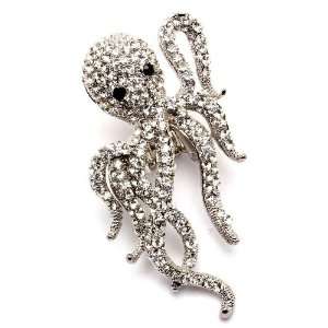  Sea Creature Sea Devil Crystal Octopus Cocktail Ring 