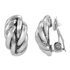  Dellas Braided Half Hoop Clip On Earrings   Silver Tone 