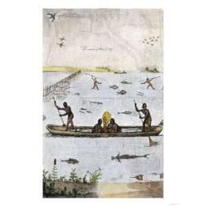   Canoes, Virginia Colony, 1500s Giclee Poster Print