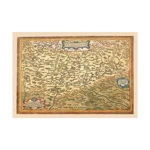  Map of Transylvania 12x18 Giclee on canvas