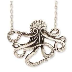 Exclusive ZAD Large Ice Crystal Accented Octopus Pendant Necklace on 