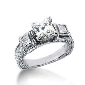  Eye catching Antique Princess Cut Diamond Ring in Platinum 