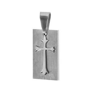  Two Part Stainless Steel Matte Plate With Carved Cross In 