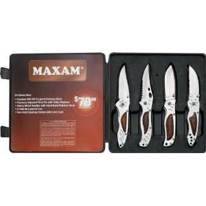  Maxam 4pc OneHand Opening Liner Lock Knife Set Sports 