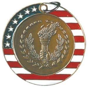  2 Stars & Stripes Victory Torch Medals with Red White 