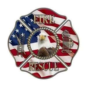 Fire/Rescue Maltese Cross Decal With American Flag and Eagle   24 h 