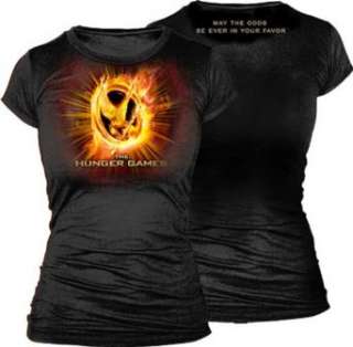    The Hunger Games Mockingjay on Fire Juniors T Shirt Clothing