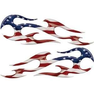  Full Color Reflective American Flag Flame Decals 