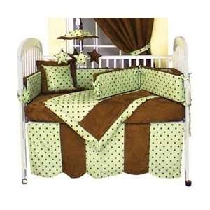  Chocolate n Dots Crib Bedding Set   Color Green Baby