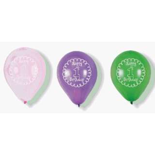  Celebrate 1 Girl First Birthday 12 inch Latex Balloons 6 