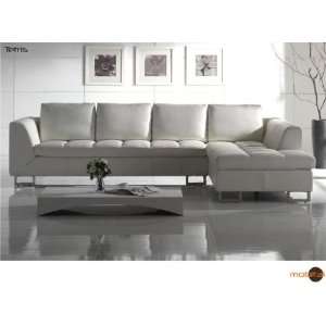  Mobital White Leather Sectional Sofa
