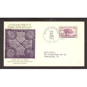   First Day Cover; Connecticut; 300th Anniversary; 1935 