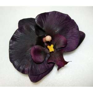  Dark Eggplant Purple Orchid Hair Flower Clip Beauty
