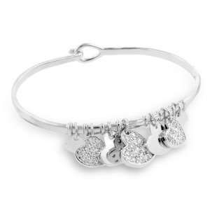  Michele Mies Silvertone CZ Heart Contemporary Bangle 