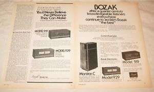 Vintage Bozak 919 929 Monitor C Amp Speakers PRINT AD  