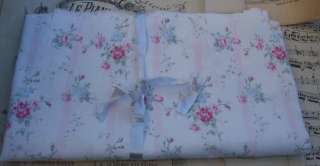 ANTIQUE FRENCH VINTAGE 1 MORCEAU SHABBY CHIC PINK BLUE ROSES COTTON 