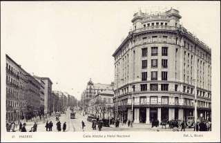 spain MADRID Calle Atocha, Hotel Nacional 40s RPPC Tram  