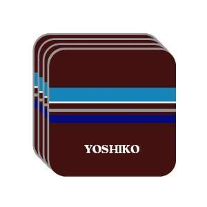 Personal Name Gift   YOSHIKO Set of 4 Mini Mousepad Coasters (blue 