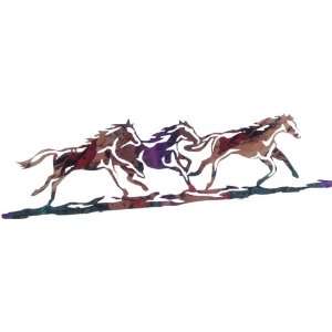  3 Running Wild Horses Western Metal Wall Art