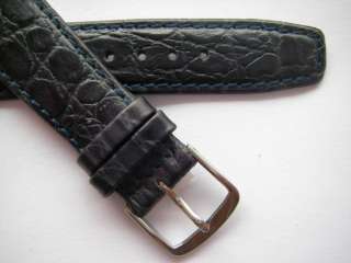 Dark blue leather croco print dress watch band 22 mm XL  