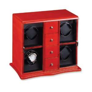  Mahogany Solid Wood Vertical 4 Watch Watch Winder Jewelry