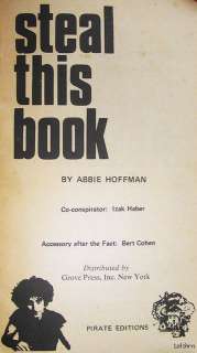Steal This Book   Abbie Hoffman   1971   Ships Free U.S.    