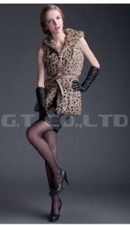 0303 leopard rabbit fur vest waistcoat gilet sleeveless Coat Jacket 