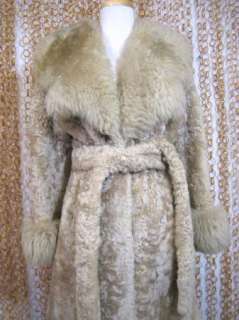 NZ Vintage Knight Adorable Womens Unique SHEEPSKIN Pelt Belted Coat M 