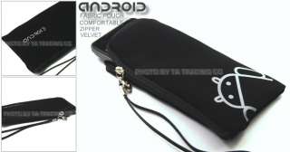 Black ( Android Zipper Velvet ) Soft Case Pouch Bag For LG Optimus Me 