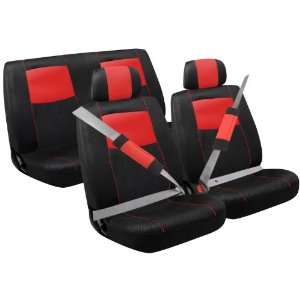 Pilot Automotive SC 310R Red Sport Mesh Combination Seat Cover Kit, (8 