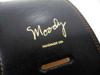 Moody 4 Inch Italian Leather Black / Tobacco Suede Backed Guitar 