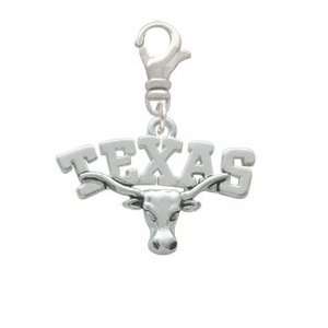  Large Texas Longhorn Silver Plated Clip on Charm 
