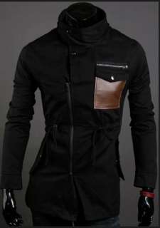 Mens Slim Fit Stand Collar Short Jacket Coat 3 Color 4 Size Black Z13 