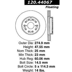  Centric Parts 120.44067 Premium Brake Rotor with E Coating 