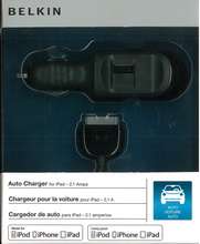 BELKIN AUTO CAR CHARGER IPAD IPOD IPHONE 2.1AMPS +CABLE  
