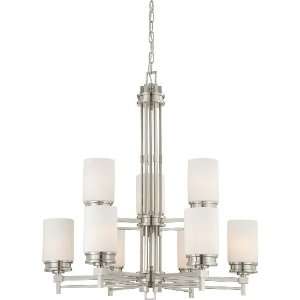  Nuvo 60/4709 Wright Two Tier Brushed Nickel Nine Light 
