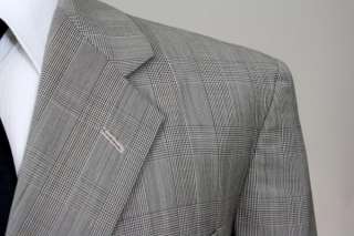 Vtg Ermenegildo Zegna Gray Check Wool 2 Piece Suit 44 R  