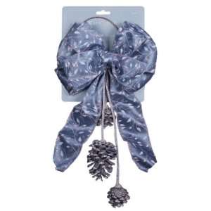 Jaclyn Smith Midnight Clear 2ct Decorating Blue Satin Bow and Hanging 