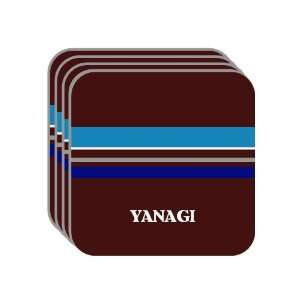 Personal Name Gift   YANAGI Set of 4 Mini Mousepad Coasters (blue 