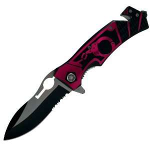  WhetstoneT Pink Cuff Assisted Open Rescue Knife   8.875 